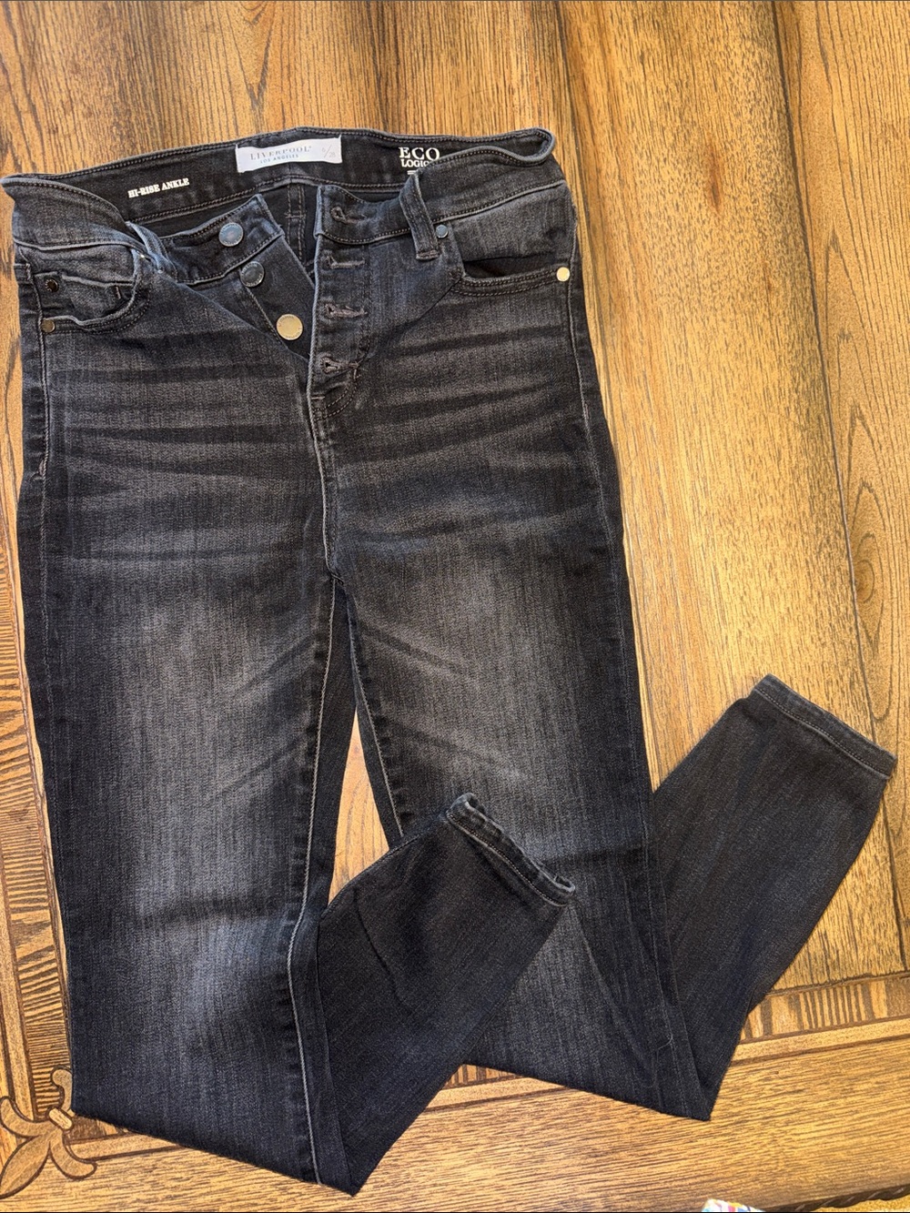Liverpool Black Washed High-Rise Ankle Skinny Eco Logical Jeans